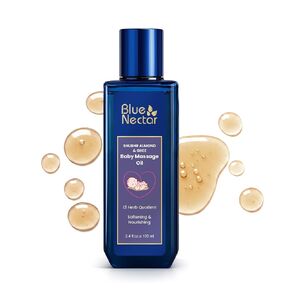 Blue Nectar Ayurveda Gentle Baby Oil for Newborn Skin Care | 100% Natural Moisturizing Coconut Oil, Organic Ghee & Almond Oil for Baby Massage (13 Herbs, 3.38 Fl Oz) in Saudi Arabia