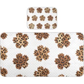 Brown Cherry Blossom Leopard Print Cooling Baby Crib Mattress Topper 28" x 52" Reusable Pads for Bed Washable for Kids, Adult in Saudi Arabia
