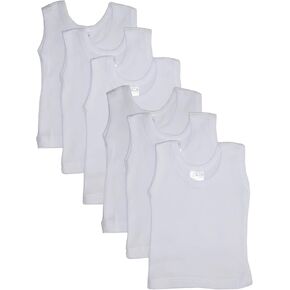 bambini Baby White Rib Knit Sleeveless Tank Top Shirt 6-Pack in Saudi Arabia