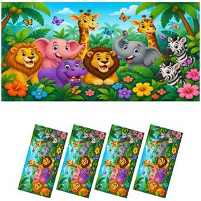 4 Pack Light Covers for Ceiling Lights Magnetic Fluorescent Light Covers for Classroom Jungle animals frame for kids African tropical forest adorable Ceiling Lamp Shade for Home Office School in Kuwait