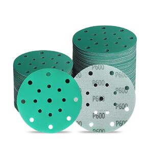 6 Inch 17 Hole Zirconia Hook & Loop Sanding Discs Assortment - 80, 120, 150, 180,220 Grit (10/Each), Heavy-Duty Polyester Film Backing, Wet Dry Anti-Clog for Random Orbital Sanders - 50 Pack in Kuwait