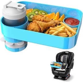 Car Seat Snack Tray for Kids, Mess-Free Square Travel Tray Cup Holder Snack Tray, Durable Car Food Tray for Toddlers, for Car Seat Cup Holders Kids Travel Road Trip Essentials (1, Dark Grey) in Saudi Arabia