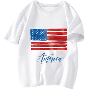 Toddler Boys Girls 4th of July Short Sleeve Shirt - Kids Patriotic American Flag Memorial Day USA Tops 2-7T in Saudi Arabia