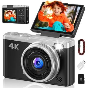 MaxMango Digital Camera, 64MP & 2.4'' Vlogging Camera for Beginners,180° Flip Screen Point and Shoot Digital Cameras with 16GB SD Card for Teenager Adult in Kuwait