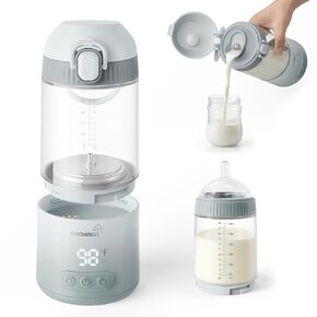 Grownsy Portable Bottle Warmer, Detachable All-in-One Travel Milk Warmers | Fast Even Heat, On-the-Go Bottle Warmer with Nipple for Direct Feeding, Dual Heat Modes, Long Battery, Shatterproof Non-Glass in Saudi Arabia