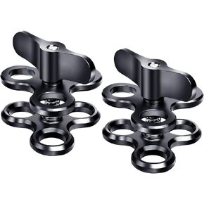 3-Hole 1" Aluminum Underwater Camera Clamp Ball Mount (2-Pack) - Underwater Bracket for Diving Light Arms & Camera Trays, Saltwater-Resistant Adapter for Scuba Photography/Videography Gear in Kuwait