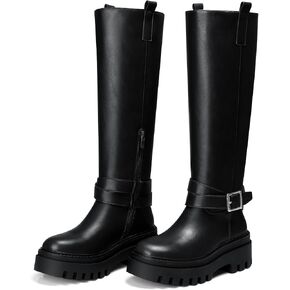CELLENZ Women Knee High Boots: 2.6 Inch Chunky Platform Round Toe Boot | Wide Calf Chunky Platform Tall Boot - Fall Winter Trendy Long Boots for Slightly Wider Calves Commute, Night out, Travel in Saudi Arabia