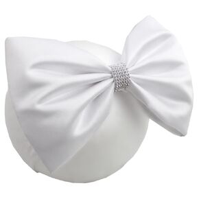 8'' Oversized Baby Girls Bow Headbands, Satin Nylon Headwraps | Boutique Handmade White Nylon Hairbands with Rhinestones, Super Soft Stretchy Hair Accessories for Newborns Infants Toddlers in Kuwait