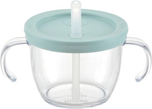Push Flow Training Sippy Cup with Silicone Straw and Handles, 5 oz, for baby 6 month+ Light Blue in Kuwait