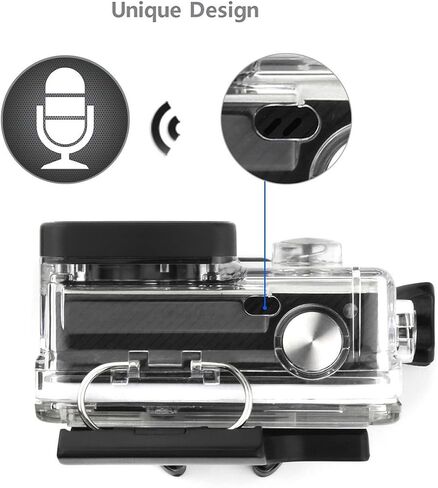 SOONSUN Skeleton Case for GoPro Hero 4, Hero 3+, Hero 3 – Side Open Frame Housing with Touch Backdoor, Access to Ports & Mic Adapter, for Live Feed, Charging, External Mic Use in Kuwait