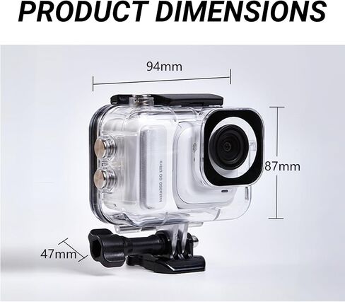 Waterproof Case for Insta360 GO Ultra Full Set, 60M/196FT Underwater Diving Protective Shell, Compatible with Insta360 GO Ultra Camera & Charging Case for Surfing, Diving & Swimming in Kuwait