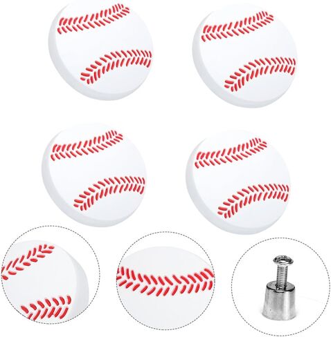 4pcs Cartoon-Designed Cabinet Drawer Pull Knobs for Boy Girl Furniture Durable Unique Baseball Pattern Cabinets Closets in Kuwait
