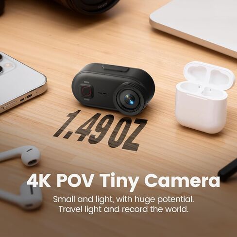 4K 30FPS Vlogging Camera, 64GB POV Camera with 33FT Waterproof, 20MP Tiny Actioncamera 6-axis Stabilization, 150° Hands-Free Sport Cam, Thumb Bodycam 4.5hr Battery Life, Mount Anywhere (64, GB) in Kuwait