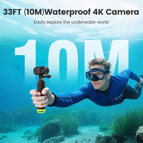 4K 30FPS Vlogging Camera, 64GB POV Camera with 33FT Waterproof, 20MP Tiny Actioncamera 6-axis Stabilization, 150° Hands-Free Sport Cam, Thumb Bodycam 4.5hr Battery Life, Mount Anywhere (64, GB) in Kuwait