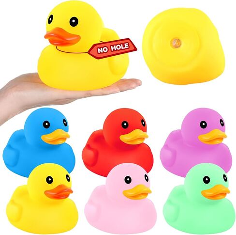Lenwen 6 Pcs 5 Inch Rubber Ducks No Hole Operation Christmas Waterproof Multicolor Large Duck Pool Bath Toy with Sealed Plug Without Hole Bathtub Floating Duck for Birthday Party Decoration Gift in Kuwait