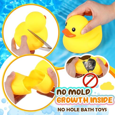 Lenwen 6 Pcs 5 Inch Rubber Ducks No Hole Operation Christmas Waterproof Multicolor Large Duck Pool Bath Toy with Sealed Plug Without Hole Bathtub Floating Duck for Birthday Party Decoration Gift in Kuwait