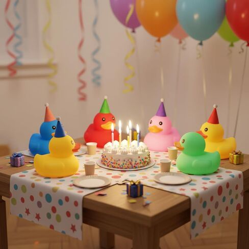 Lenwen 6 Pcs 5 Inch Rubber Ducks No Hole Operation Christmas Waterproof Multicolor Large Duck Pool Bath Toy with Sealed Plug Without Hole Bathtub Floating Duck for Birthday Party Decoration Gift in Kuwait
