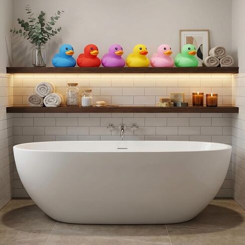 Lenwen 6 Pcs 5 Inch Rubber Ducks No Hole Operation Christmas Waterproof Multicolor Large Duck Pool Bath Toy with Sealed Plug Without Hole Bathtub Floating Duck for Birthday Party Decoration Gift in Kuwait