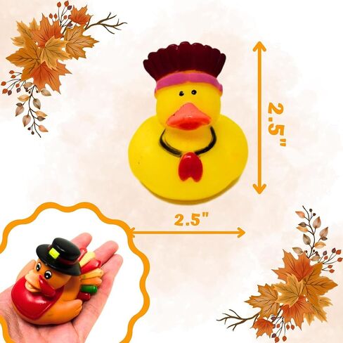 4E's Novelty Thanksgiving Rubber Duckies (12 Pack) Thanksgiving Themed Rubber Ducks Bulk Turkey & Pilgrim Ducks, Thanksgiving Party Favors Supplies for Kids Adults, Table Centerpiece, Bath Toys in Kuwait