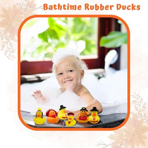 4E's Novelty Thanksgiving Rubber Duckies (12 Pack) Thanksgiving Themed Rubber Ducks Bulk Turkey & Pilgrim Ducks, Thanksgiving Party Favors Supplies for Kids Adults, Table Centerpiece, Bath Toys in Kuwait