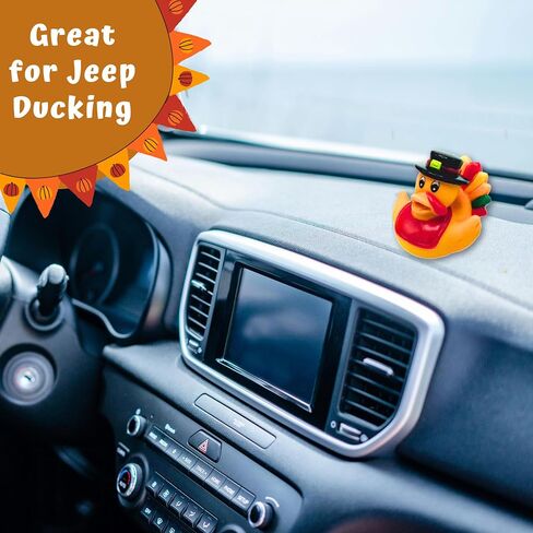 4E's Novelty Thanksgiving Rubber Duckies (12 Pack) Thanksgiving Themed Rubber Ducks Bulk Turkey & Pilgrim Ducks, Thanksgiving Party Favors Supplies for Kids Adults, Table Centerpiece, Bath Toys in Kuwait