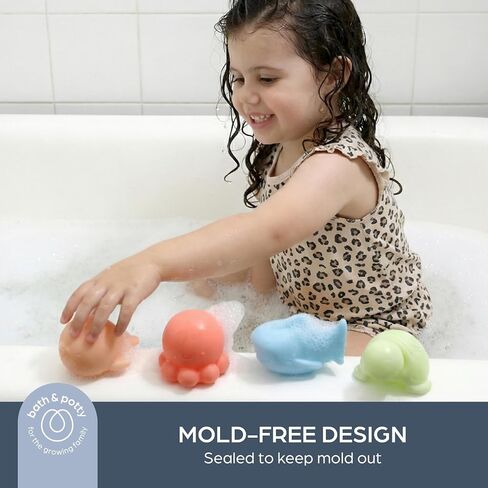 Dreambaby No Hole Bath Toys, 8-Pack Sensory Textured Sea Animals, Mold-Free | Water Play Set for Babies & Toddlers - Great for Bath, Pool & Water Tables in Kuwait