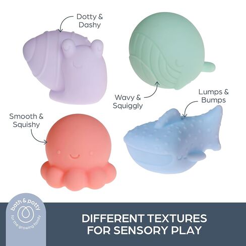 Dreambaby No Hole Bath Toys, 8-Pack Sensory Textured Sea Animals, Mold-Free | Water Play Set for Babies & Toddlers - Great for Bath, Pool & Water Tables in Kuwait