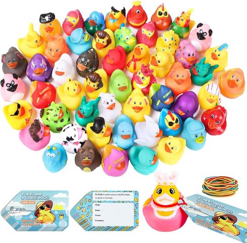 47 Pieces Rubber Ducks for Cruise Ships Hiding with Tags Kits | Includes 12 Pcs Cruise Duck 15 Cruising Ducks Tags 20 Rubber Bands for 2026 Cruises Ship Essentials in Kuwait