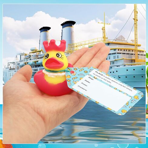 47 Pieces Rubber Ducks for Cruise Ships Hiding with Tags Kits | Includes 12 Pcs Cruise Duck 15 Cruising Ducks Tags 20 Rubber Bands for 2026 Cruises Ship Essentials in Kuwait