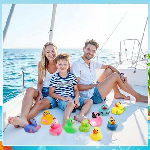 47 Pieces Rubber Ducks for Cruise Ships Hiding with Tags Kits | Includes 12 Pcs Cruise Duck 15 Cruising Ducks Tags 20 Rubber Bands for 2026 Cruises Ship Essentials in Kuwait