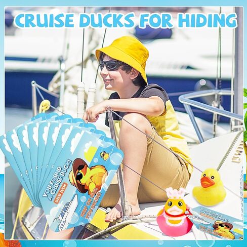 47 Pieces Rubber Ducks for Cruise Ships Hiding with Tags Kits | Includes 12 Pcs Cruise Duck 15 Cruising Ducks Tags 20 Rubber Bands for 2026 Cruises Ship Essentials in Kuwait