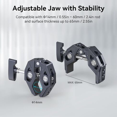 SMALLRIG Crab-Shaped Super Clamp, Camera Mount, 1/4"-20, 3/8"-16 Threaded Holes, 7.7lbs/3.5kg Payload, Compatible with Cameras, Monitors, LED Lights, etc. (Pack of 2) in Kuwait