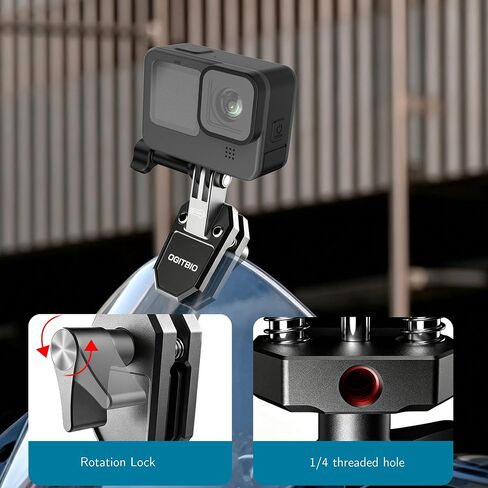 Motorcycle Windshield Camera Mount for Insta360,for Gopro Hero,DJI Action | All CNC Aluminum , Quick Release, Motorbike Windscreen Clamp Mount with 1/4" Adapter Action Camera Accessories in Kuwait
