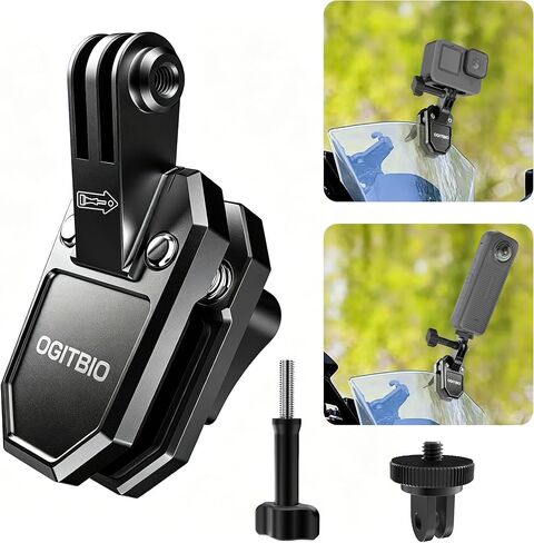 Motorcycle Windshield Camera Mount for Insta360,for Gopro Hero,DJI Action | All CNC Aluminum , Quick Release, Motorbike Windscreen Clamp Mount with 1/4" Adapter Action Camera Accessories in Kuwait