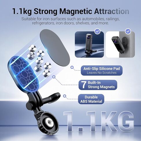 Magnetic Mount Stand for Insta360 X5 X4 OSMO 360 Pocket4 Action 5pro Hero13 | Detachable,Strong Magnetic,Camera Mount Steering Holder for Insta360 X5 X4 X3 GO Osmo 360 Pocket 4 Action 5 pro 4 3 Hero 13 in Kuwait