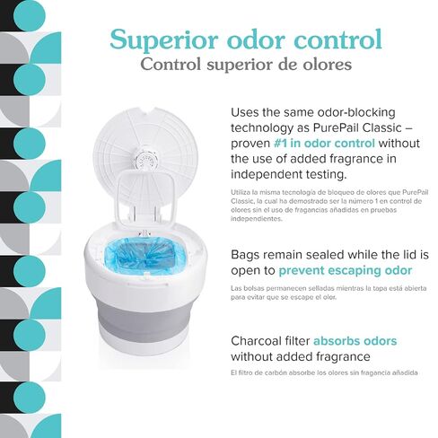 Go Portable Diaper Pail — Aqua — Superior Odor Control with No Added Fragrance — Collapses for On-The-Go — Compact & Space-Saving in Kuwait