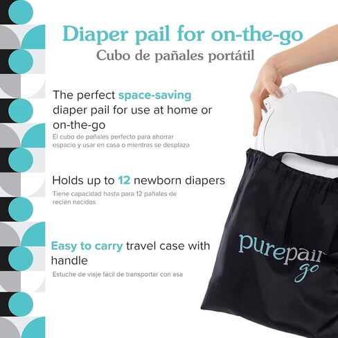 Go Portable Diaper Pail — Aqua — Superior Odor Control with No Added Fragrance — Collapses for On-The-Go — Compact & Space-Saving in Kuwait