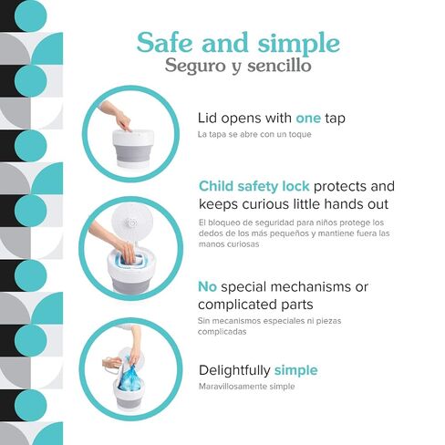Go Portable Diaper Pail — Aqua — Superior Odor Control with No Added Fragrance — Collapses for On-The-Go — Compact & Space-Saving in Kuwait