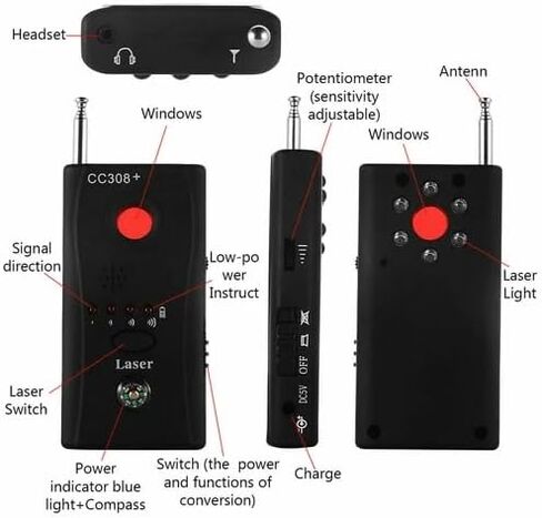 CC308+ Anti Spy RF Signal Bug Detector Hidden Camera Laser Lens GSM Finder in Kuwait
