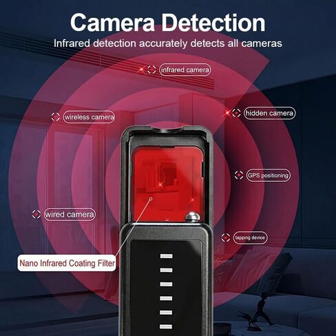 Hidden Camera Detector, 5-Level RF Signal Detector with 100MHz-8GHz Frequency Range, GPS Tracker Finder for Travel, Hotel, Office, Laser Lens & Magnetic Field Detection, USB-C Rechargeable in Kuwait