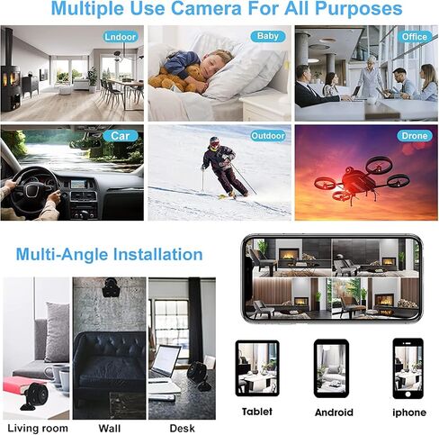 WiFi Mini Spy Camera Hidden Camera - Portable Small HD Nanny Cam with Night Vision and Motion Detection - Indoor Covert Security Camera for Home and Office - Hidden Spy Cam Surveillance Full HD 1080P in Kuwait