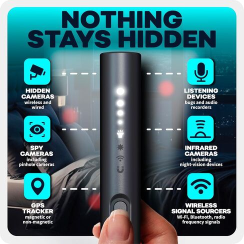 Hidden Camera Detectors – Mini Security Device for Audio Video Wireless Threats, Hotel Safety, Home Privacy and GPS Tracker Detection, Pen RF Spy Cam Voice Recorder Bug Finder for Travelers in Kuwait
