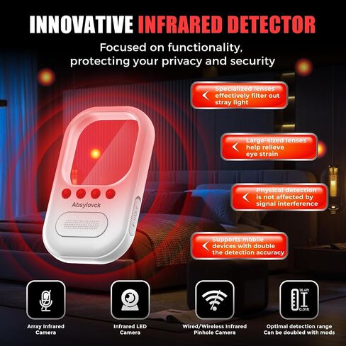 Infrared hidden camera detectors, personal safety devices for womens | 3 Working Modes & Enhanced Detail Detection, a Travel Safety Essential for Women, Perfect for Hotels, Apartments & Airbnb in Kuwait