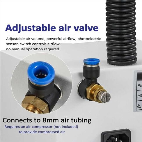 Ion Wind Snake, Anti Static Ionizing Air Gun, Photoelectric Sensor Control, Effective Working Distance 10-1500mm, Adjustable Air Valve, Wind Snake Tube 390mm, for Industrial in Kuwait