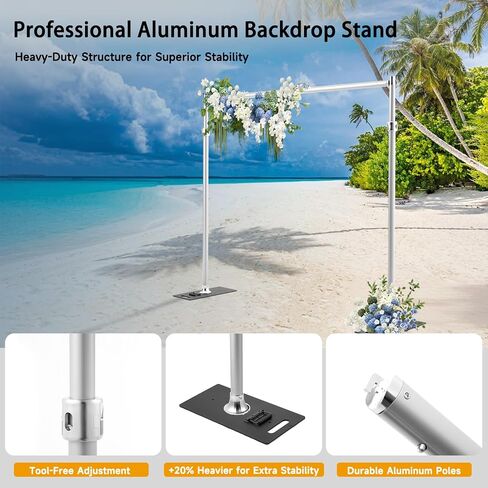 Backdrop Stand Heavy Duty 9.2x9.2ft - Adjustable Photo Backgdrop Stand Kit for Photography, Wedding, Party, Family Celebration, Portable Pipe and Drape Support System with Carrying Bag in Kuwait