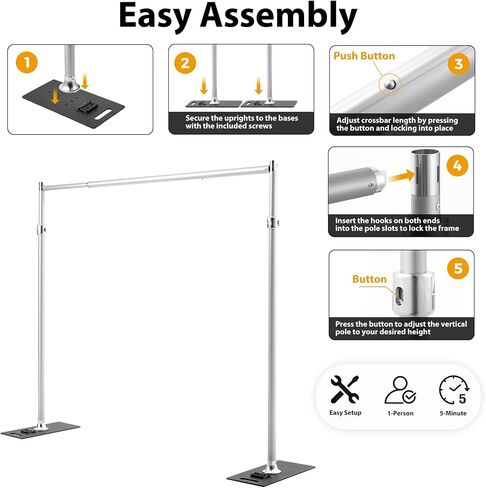 Backdrop Stand Heavy Duty 9.2x9.2ft - Adjustable Photo Backgdrop Stand Kit for Photography, Wedding, Party, Family Celebration, Portable Pipe and Drape Support System with Carrying Bag in Kuwait
