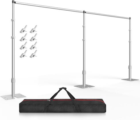 EMART Backdrop Stand Heavy Duty 10x20Ft Adjustable Pipe and Drape Stand Kit | Photography Backdrop Stand for Wedding Birthday Party Banquet Decorations with Adjustable Pipe and Drape Photo in Kuwait