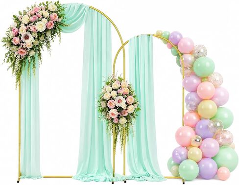 Metal Arch Backdrop Stand Set (7.2 ft + 6 ft), Wedding Arch Frame, Stable Backdrop Stand with Square Base Ground Pegs, Suitable for Birthday Parties, Baby Shower Wreath Decorations (2-Piece Set) in Kuwait