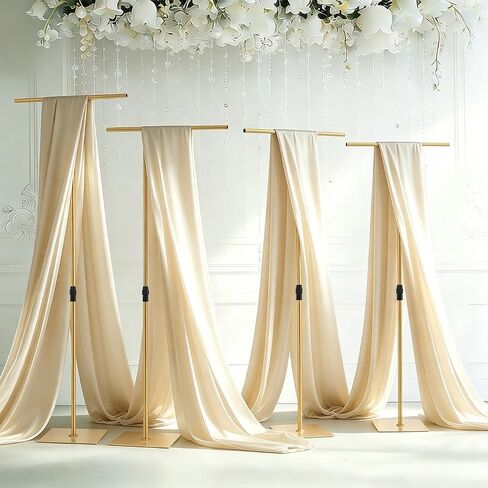 4PCS Heavy Duty T-Shape Wedding Backdrop Stand for Party Adjustable 2.6-8FT | Arch Backdrop Stand Set of 4 Versatile for Wedding,Birthday,Baby shower, Photo booths,Retail Displays Indoor Outdoor Events in Kuwait