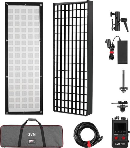 GVM Flexible LED Light Panel with Bluetooth Control, 200W Photography Light with Zipper Splicable, 2700K-6800K, Ultra-Thin 12"x36" Video Light with Softbox for Studio, Film, Vlog, Photography in Kuwait